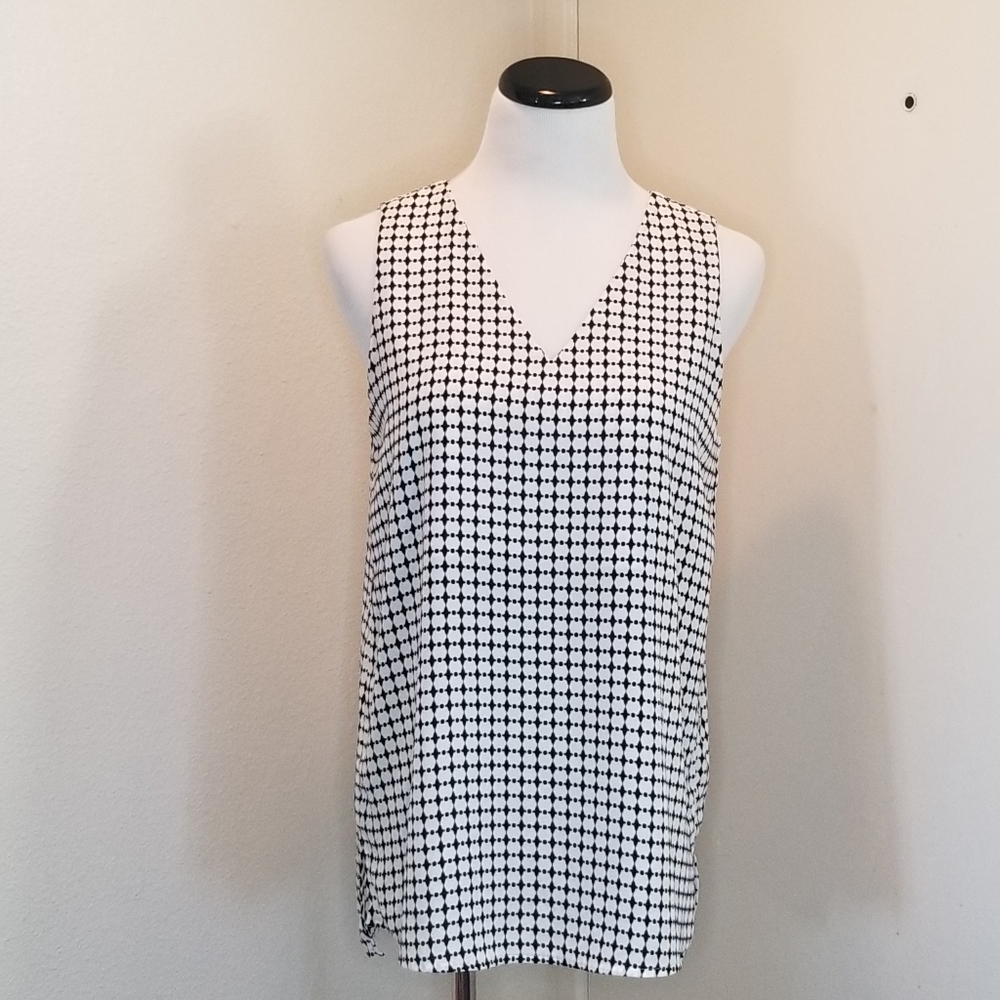 Pleione Black and White Checkered Tank Top